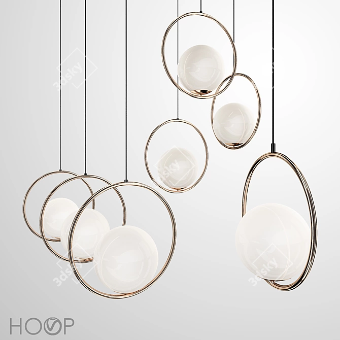 Sleek Hoop Ring Pendant Lamp 3D model image 1
