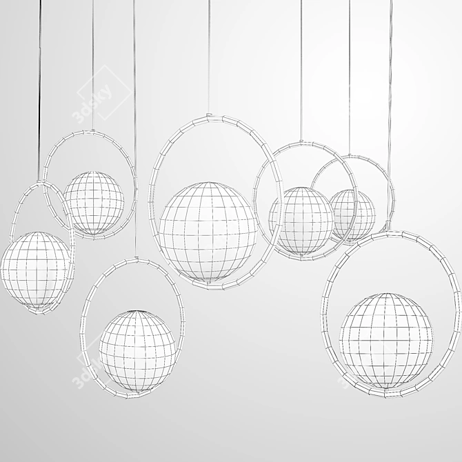 Sleek Hoop Ring Pendant Lamp 3D model image 2