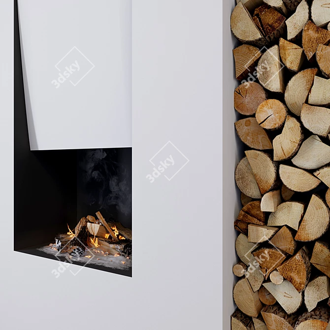 Fireplace & Firewood Set 3D model image 2