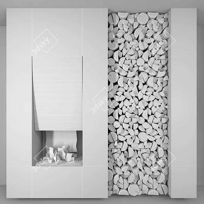 Fireplace & Firewood Set 3D model image 3