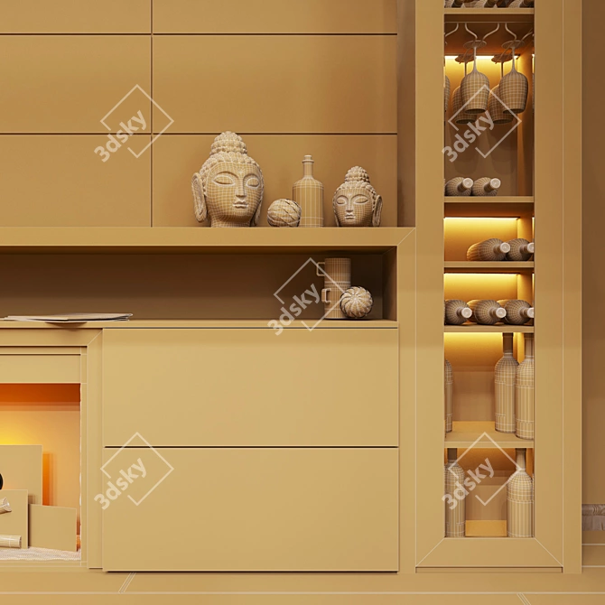 Fireplace with High-Quality Firewood 3D model image 3