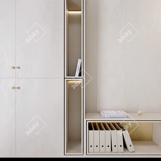 5m Plywood Wardrobe 3D model image 2