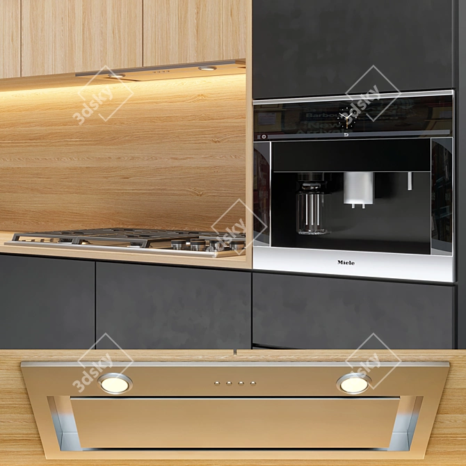 Versatile Kitchen Setup: Coffee Maker, Oven, Gas Range, Sink & Hood 3D model image 2