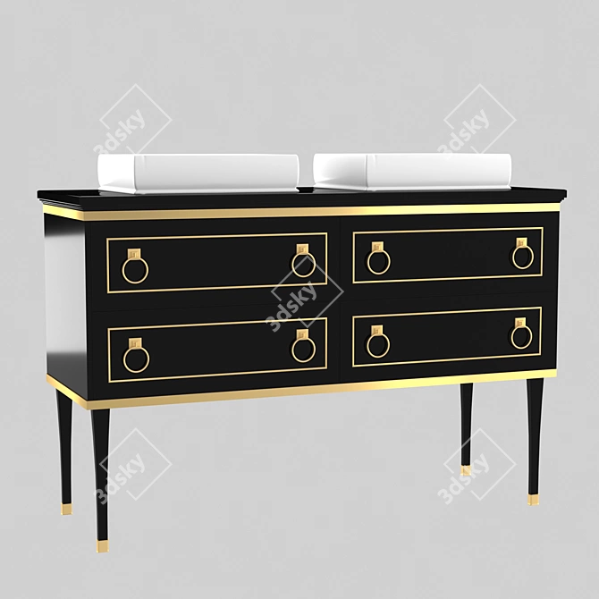 Luxury Black and Gold Vanity 3D model image 1