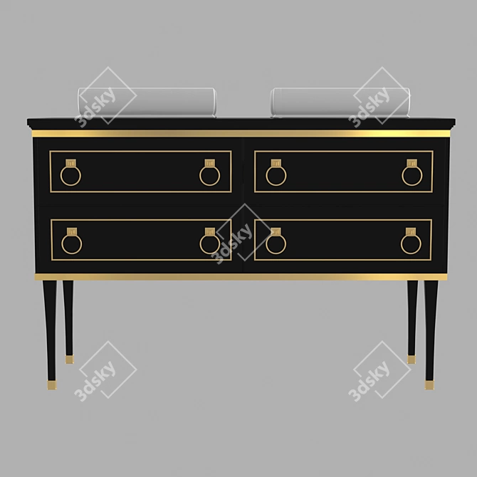 Luxury Black and Gold Vanity 3D model image 3