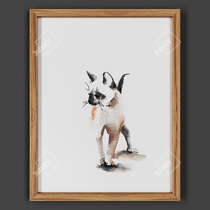 Wooden Framed Art Piece 3D model image 1