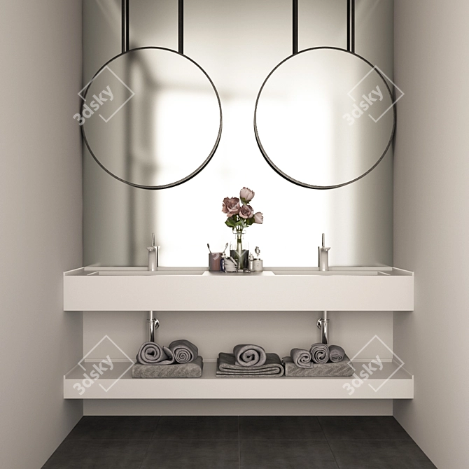 Modern Bathroom Vanity Set 3D model image 2