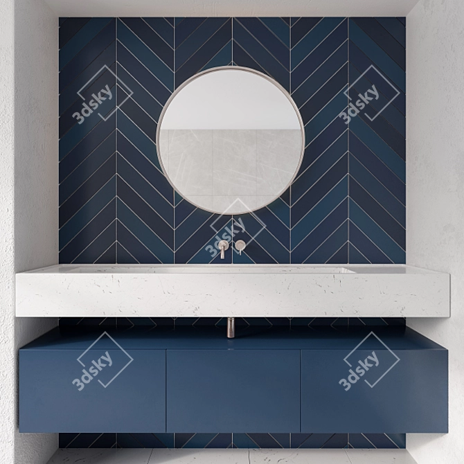 Blue Tile Bathroom Furniture 3D model image 1