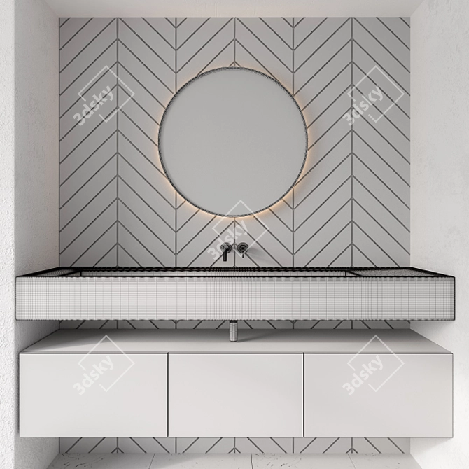 Blue Tile Bathroom Furniture 3D model image 3