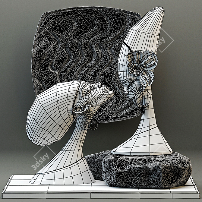 African Gele Headdresses Sculptures 3D model image 3