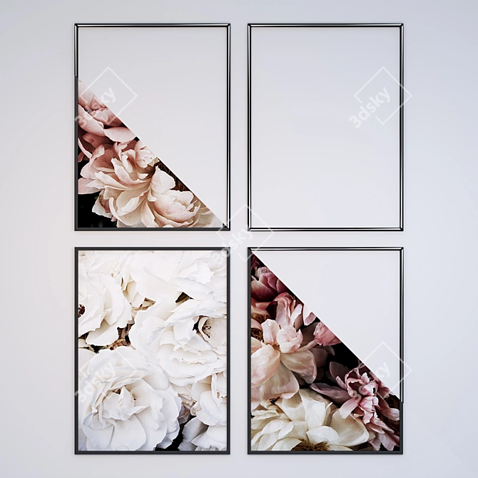 Scandi Style 4-Piece Poster Set 3D model image 2