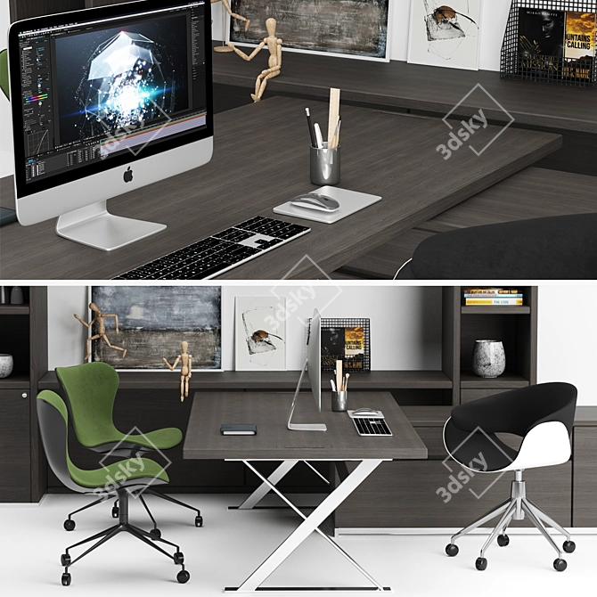Elegant B&B Italia Office Set 3D model image 2