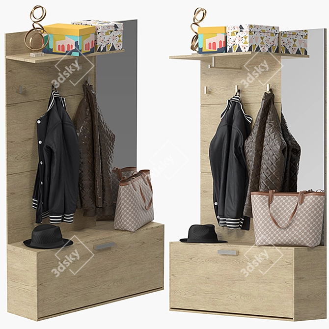 Gratton Hallway Unit: Stylish Storage Solution for Your Entryway 3D model image 2