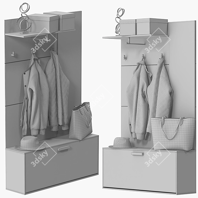 Gratton Hallway Unit: Stylish Storage Solution for Your Entryway 3D model image 3