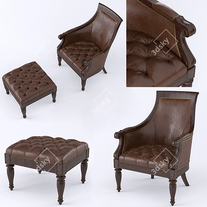 Classic Comfort: Thomasville Hemingway Anson Chair 3D model image 2