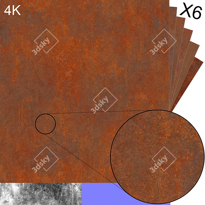 Corten Steel Textures - 6-Pack 4K 3D model image 11