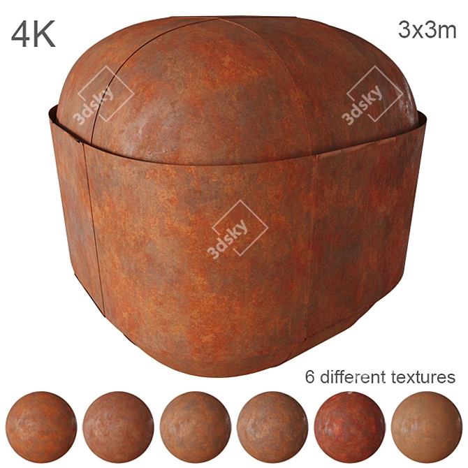 Corten Steel Textures - 6-Pack 4K 3D model image 6