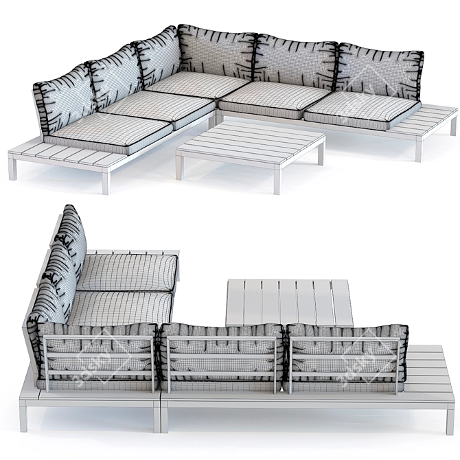 Outdoor Corner Sofa Set 3D model image 2