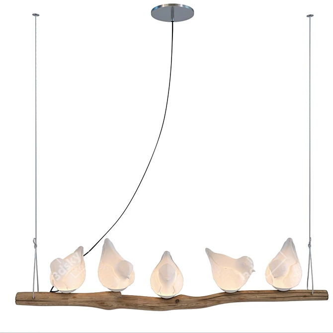 Elegant Birds Pendant Lamp 3D model image 1