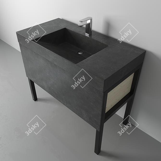 Elegant Iceberg Concrete Sink 3D model image 1