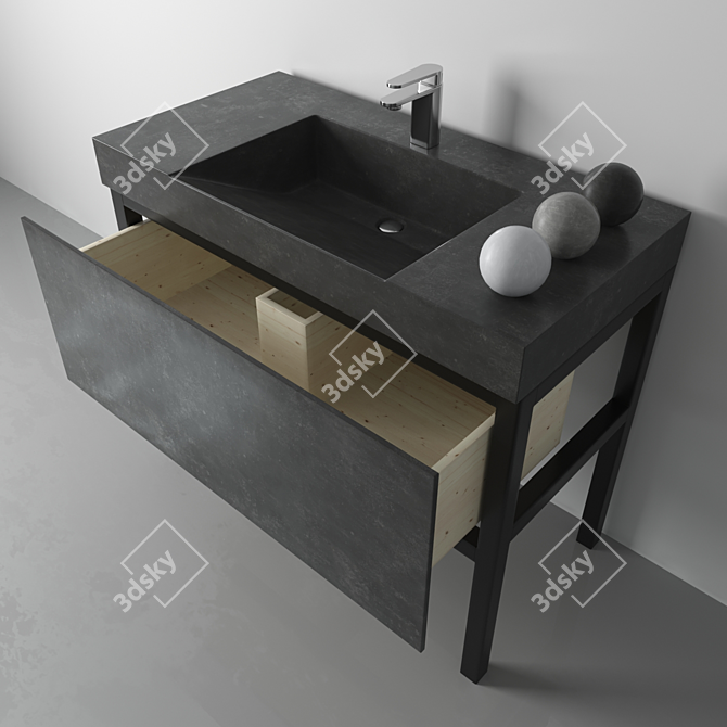 Elegant Iceberg Concrete Sink 3D model image 2