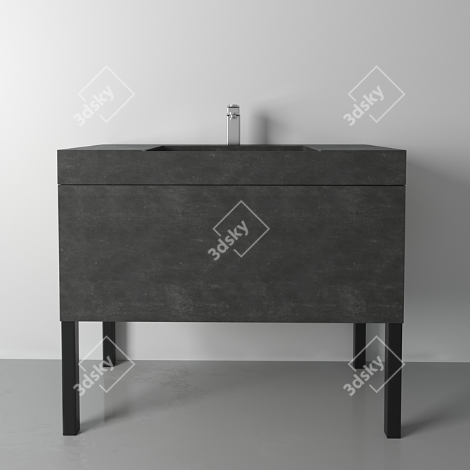 Elegant Iceberg Concrete Sink 3D model image 3