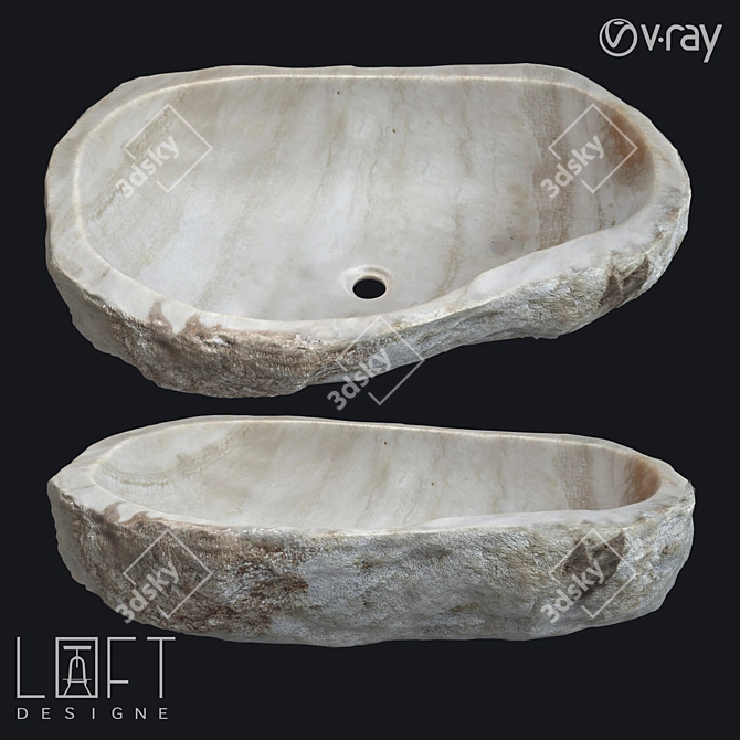 LoftDesigne Natural Stone Sink - 60x50x15 cm 3D model image 1