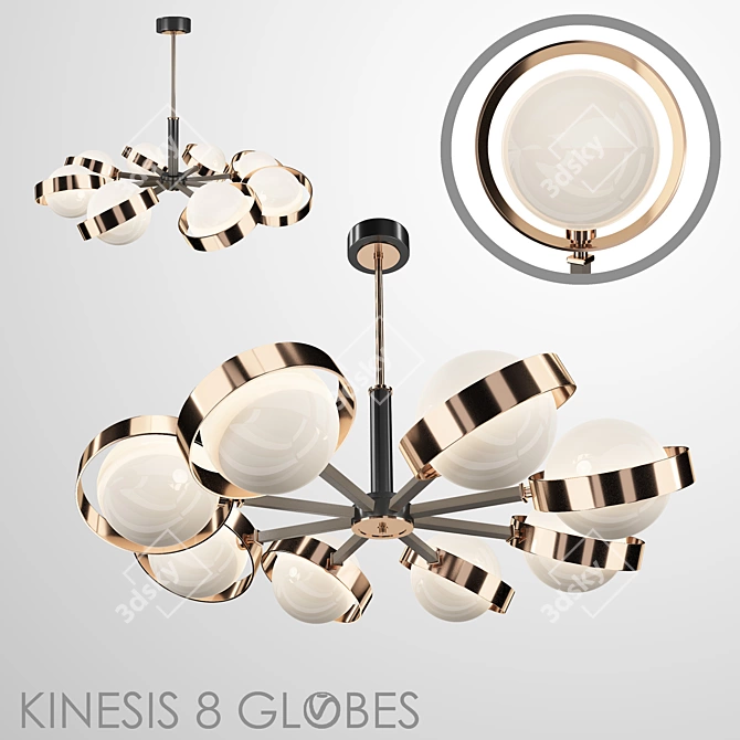Sleek Kinesis 8-Globe Pendant 3D model image 1