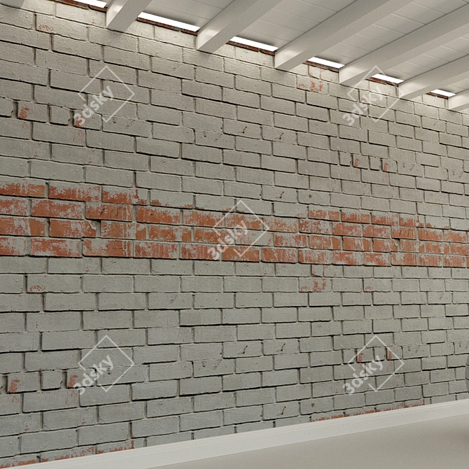 Vintage Brick Wall Texture 3D model image 2