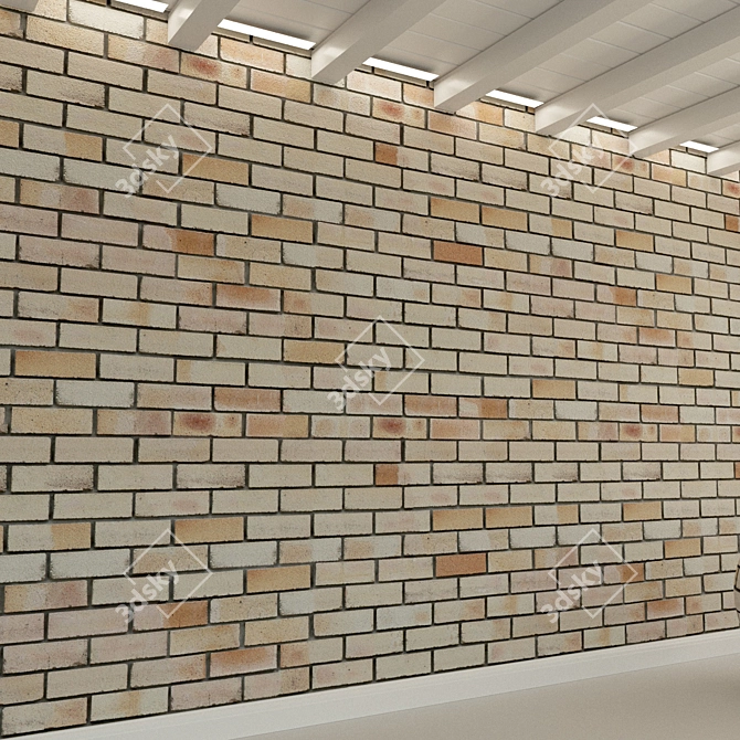 Antique Brick Wall Texture 3D model image 2