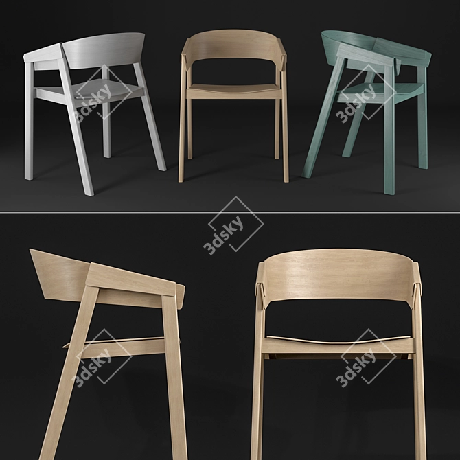 Modern Wood Lounge Chair: Cover Oak 3D model image 1