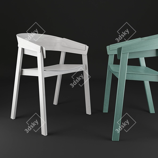 Modern Wood Lounge Chair: Cover Oak 3D model image 2