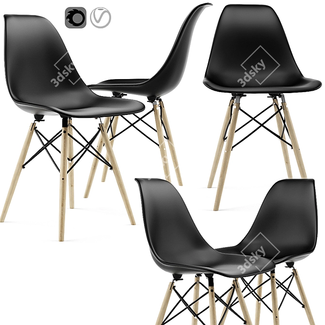 Leaf Cross Dining Chair: Elegant and Versatile 3D model image 2