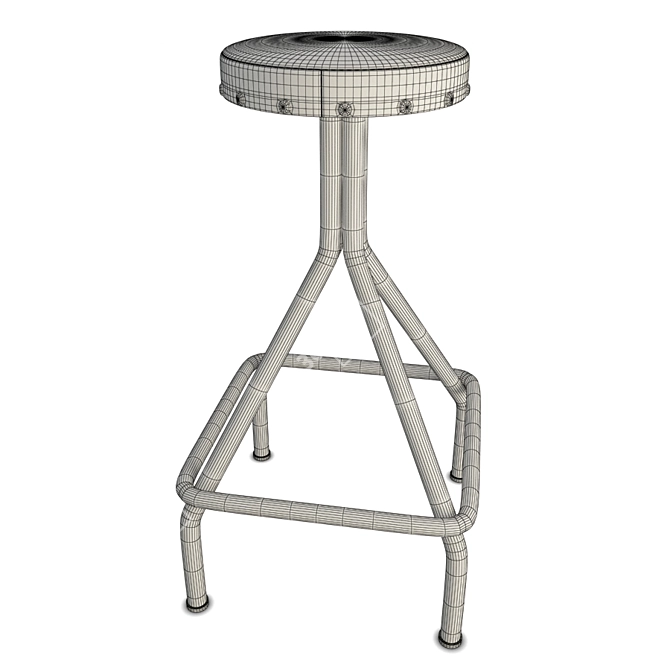 Rustic Leather Industrial Stools 3D model image 3