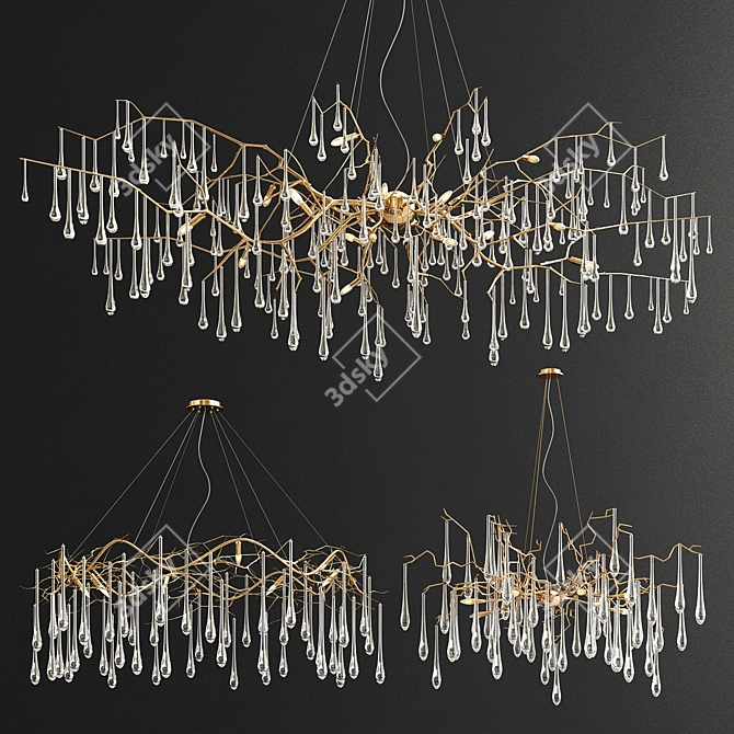 Elegant Serip Teardrop Chandeliers 3D model image 1