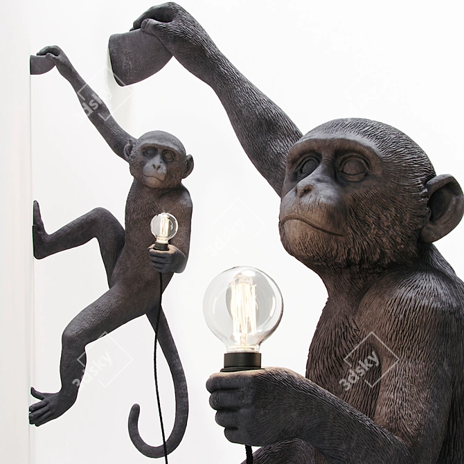 Modern Hanging Monkey Lamp in Black and White 3D model image 1