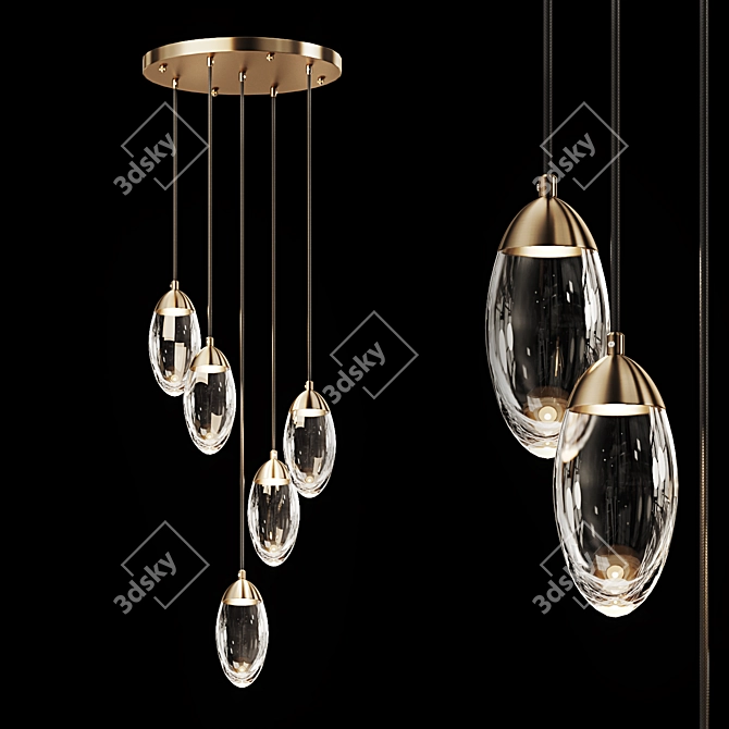 FIERA 5: Sleek Glass Pendant Light 3D model image 1