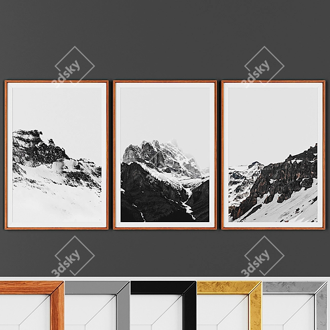 Elegant 3-Piece Frame Set 3D model image 1