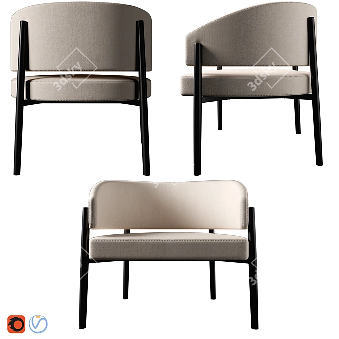 Scandinavian Inspired Frank Club Armchair 3D model image 2