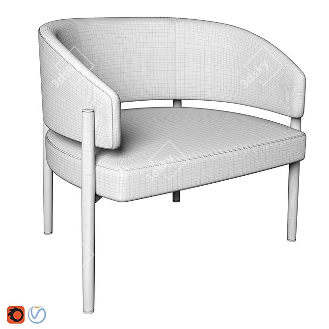 Scandinavian Inspired Frank Club Armchair 3D model image 3