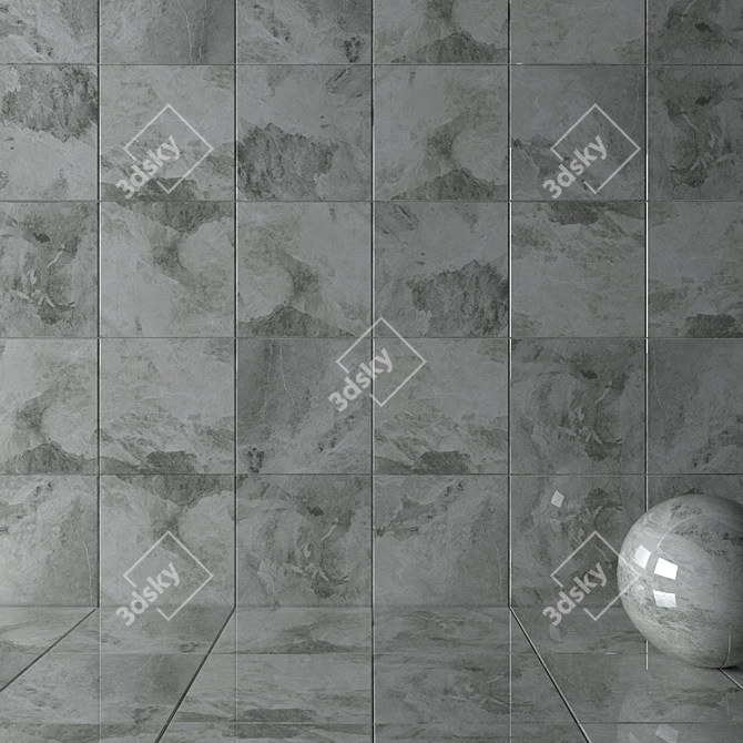 Silver Multi-Texture Wall Tiles 3D model image 2