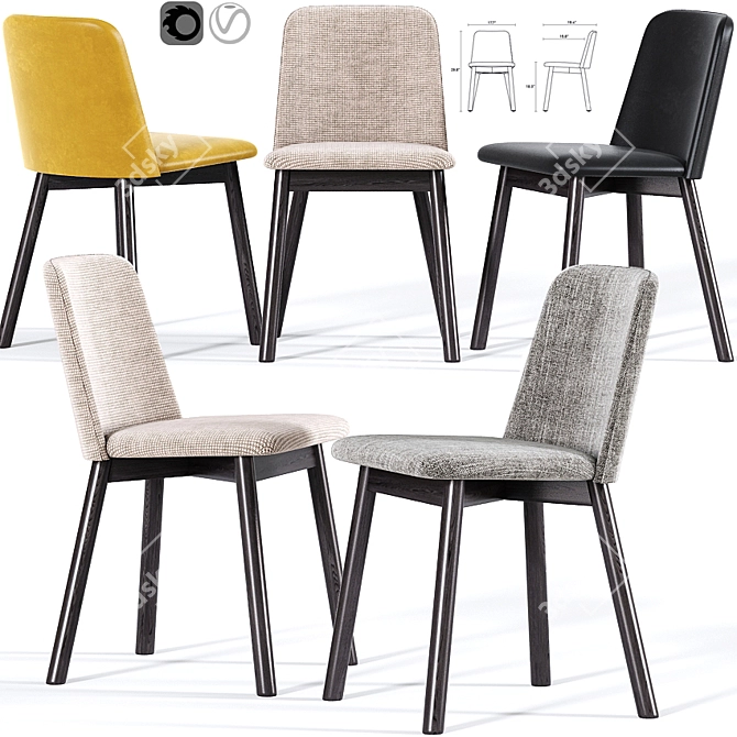 Modern Chip Dining Chair 3D model image 1