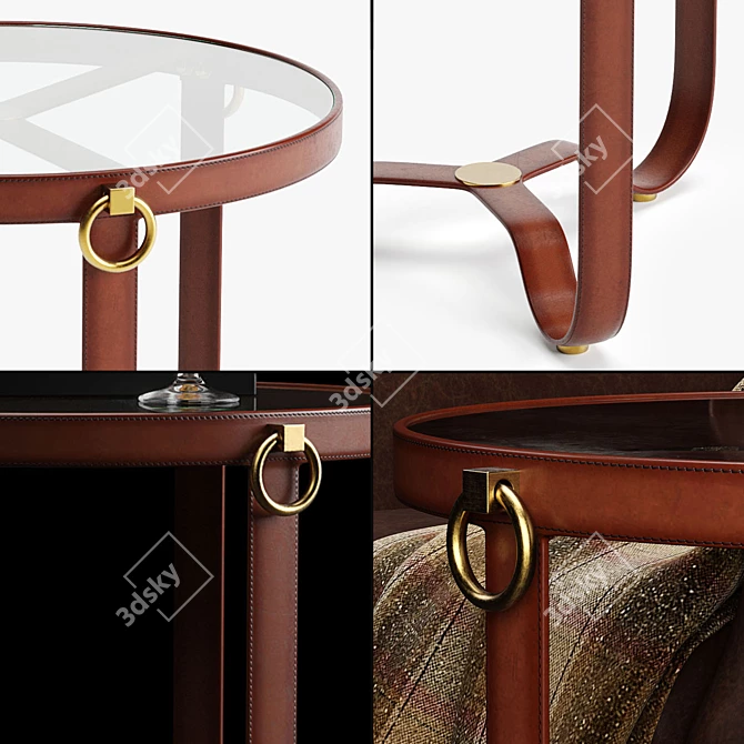 Elegant Leather Eichholtz Side Table 3D model image 2