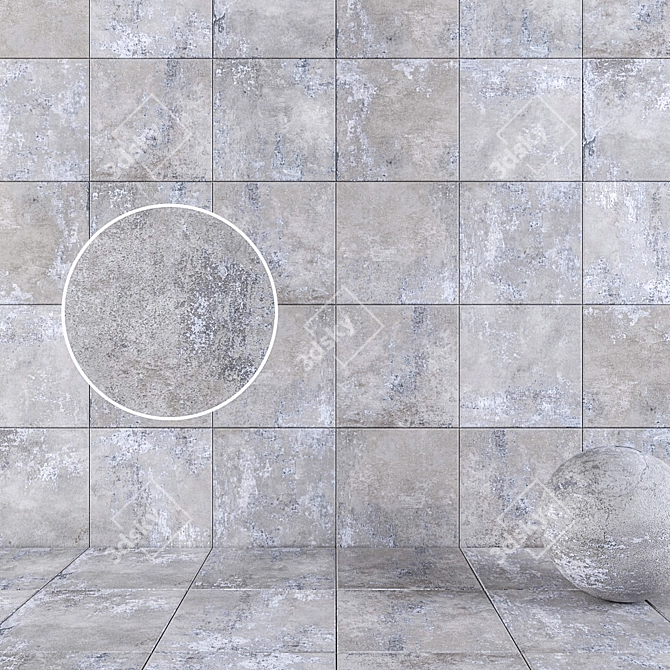 GHOST Grey Multi-Texture Wall/Floor Tiles 3D model image 1