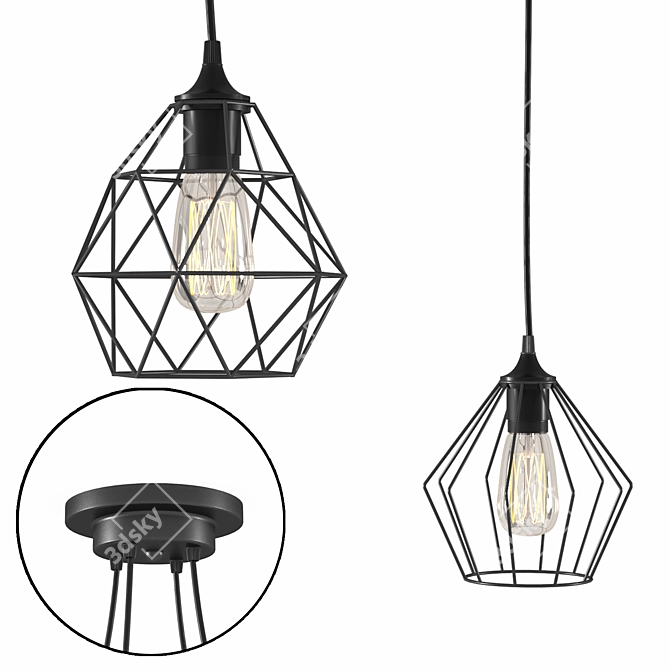 Elegant Bagira Chandelier - 4 Lights 3D model image 2