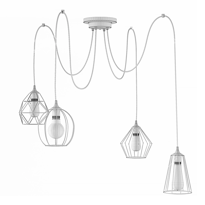 Elegant Bagira Chandelier - 4 Lights 3D model image 3