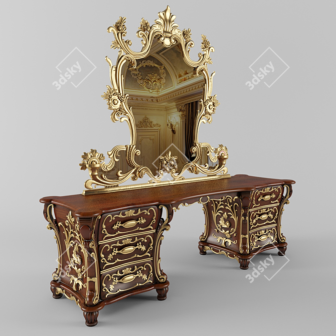 3D Makeup Table with Vray 3D model image 1