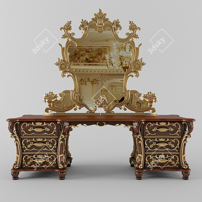 3D Makeup Table with Vray 3D model image 2