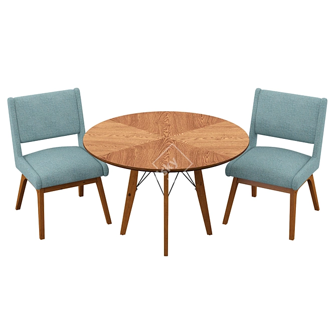 Blue Bliss: 3-Piece Dining Set 3D model image 1