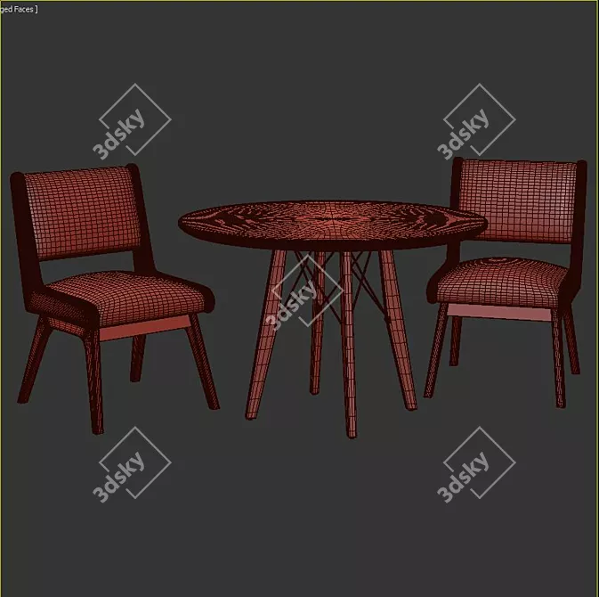 Blue Bliss: 3-Piece Dining Set 3D model image 3